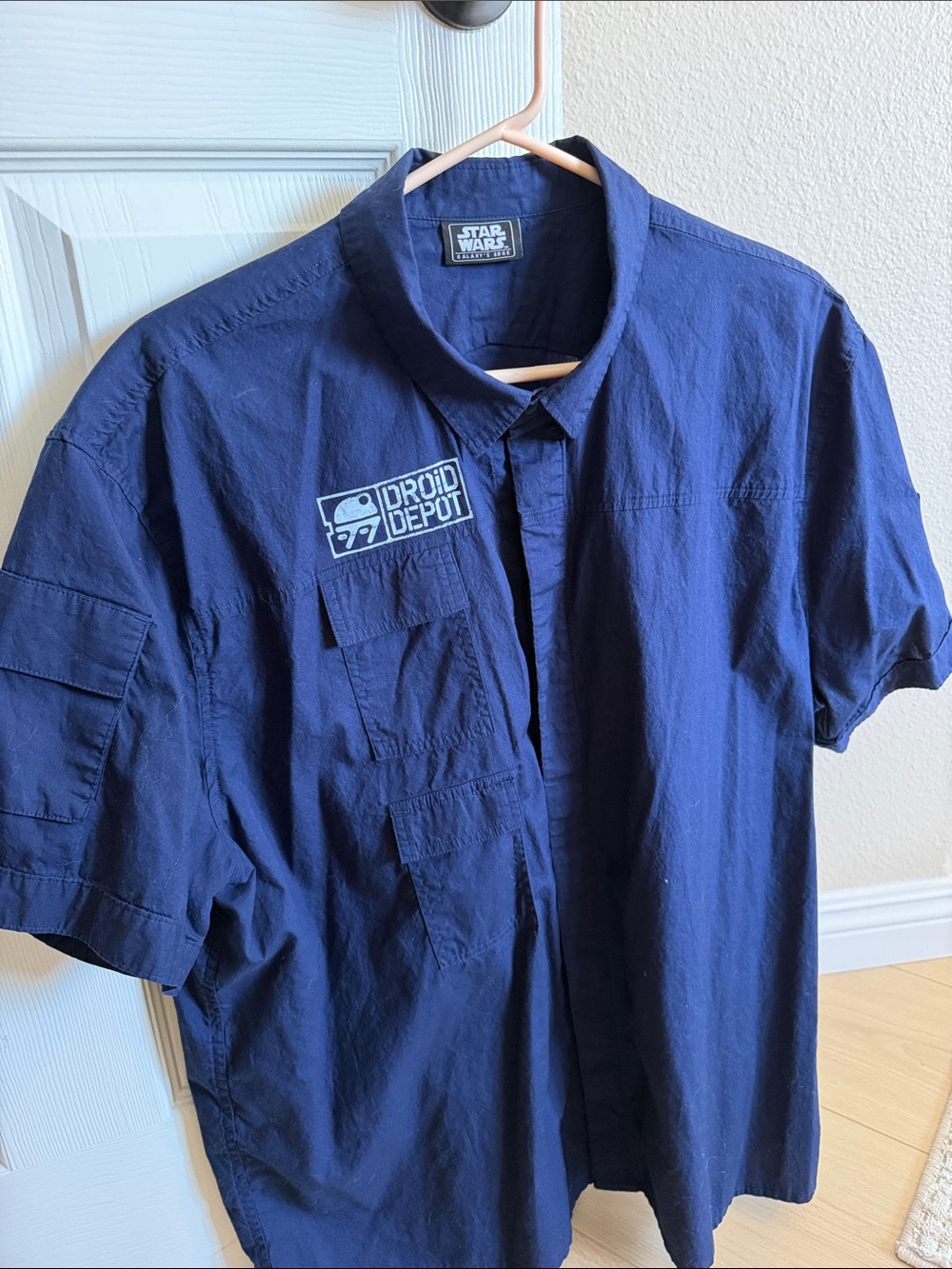 Star Wars Droid Depot Men's Navy Short Sleeve Button-Down Shirt
